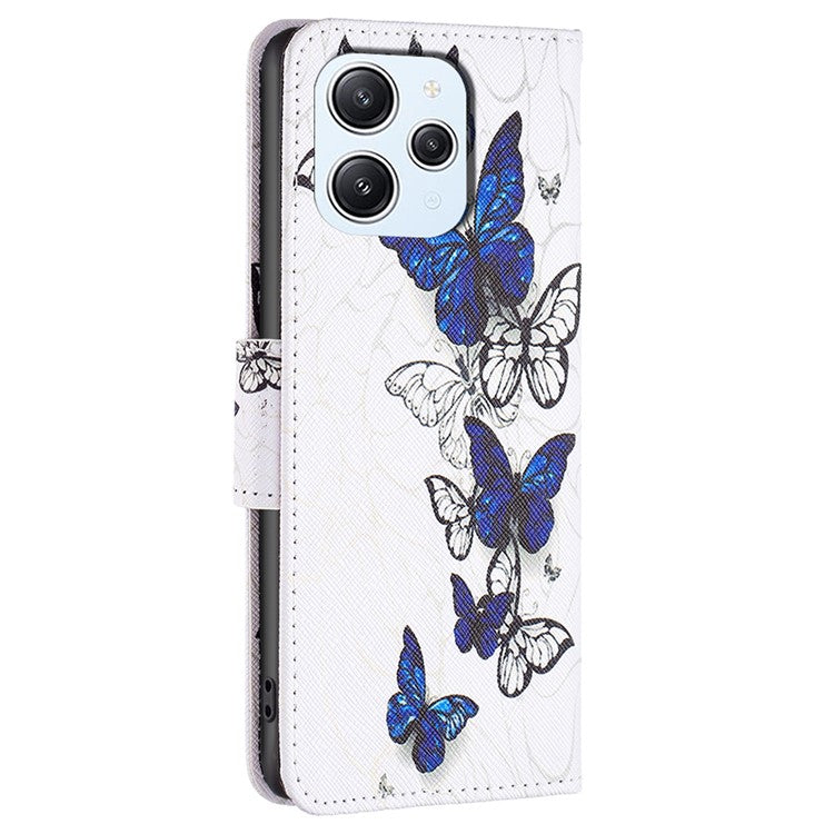 For Xiaomi Redmi 12 4G Leather Case Pattern Printing Wallet Stand Flip Mobile Cover - Butterflies