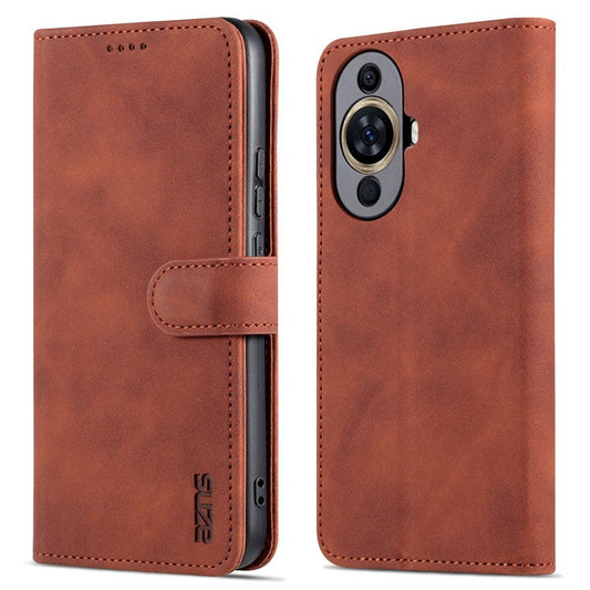 AZNS For Huawei nova 11 / nova 12s 4G / nova 12 Lite 4G Cell Phone Cover Stand Wallet PU Leather Phone Case - Brown