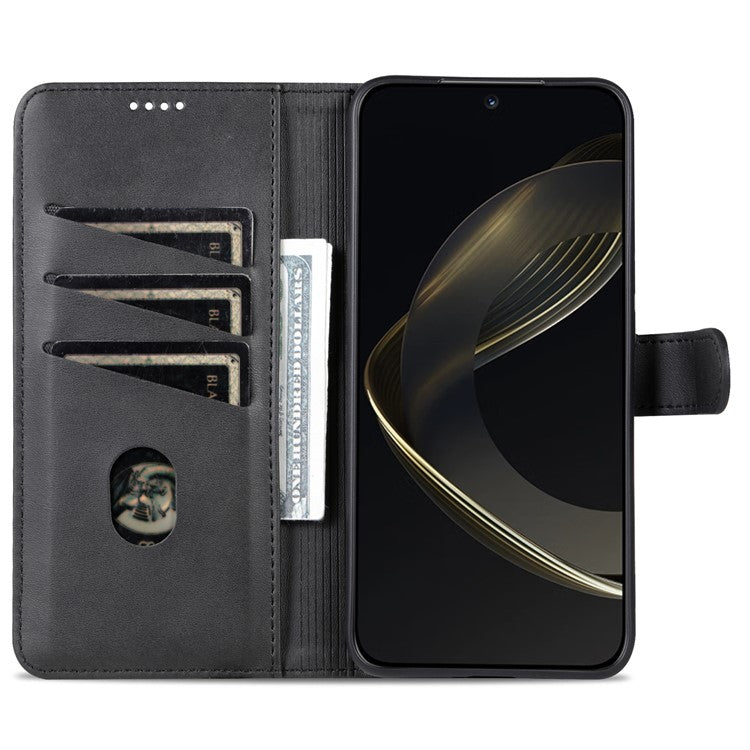 AZNS For Huawei nova 11 Ultra / nova 11 Pro Anti-Dust PU Leather Phone Cover Stand Wallet Case - Black