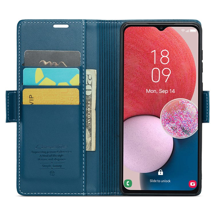 CASEME 023 Series For Samsung Galaxy A13 4G / 5G / A04s 4G / A04 4G / M13 5G Wallet Case RFID Blocking Leather Stand Phone Cover   Blue