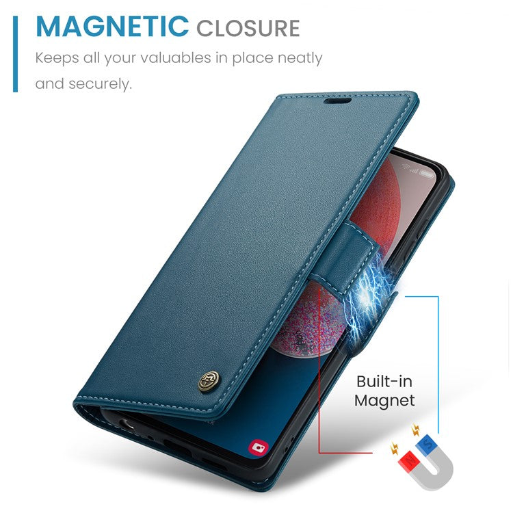 CASEME 023 Series For Samsung Galaxy A13 4G / 5G / A04s 4G / A04 4G / M13 5G Wallet Case RFID Blocking Leather Stand Phone Cover   Blue