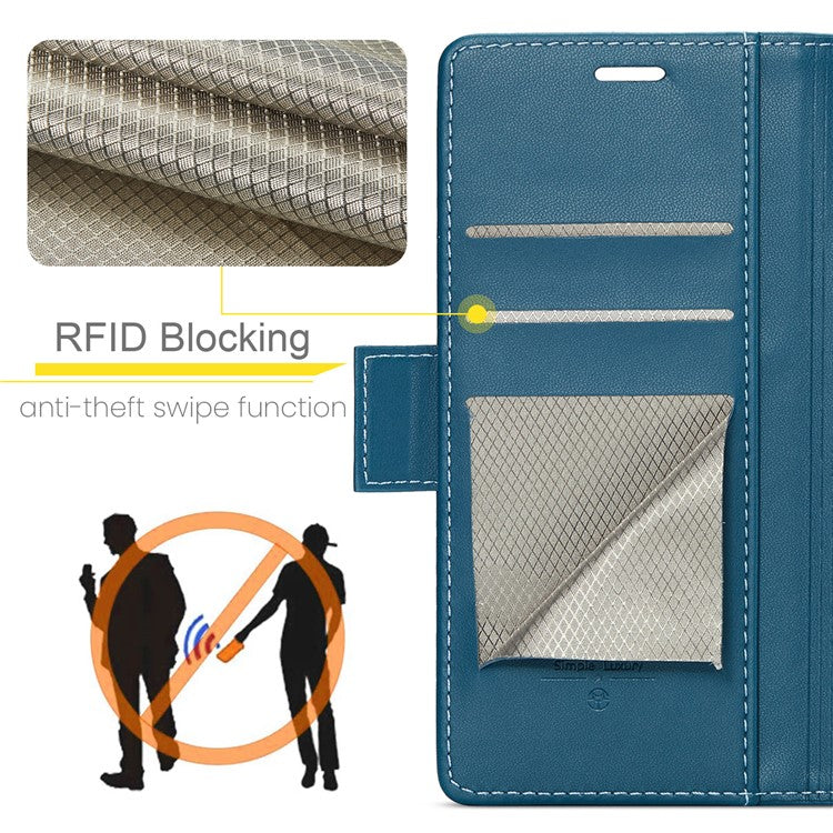 CASEME 023 Series For Samsung Galaxy A13 4G / 5G / A04s 4G / A04 4G / M13 5G Wallet Case RFID Blocking Leather Stand Phone Cover   Blue