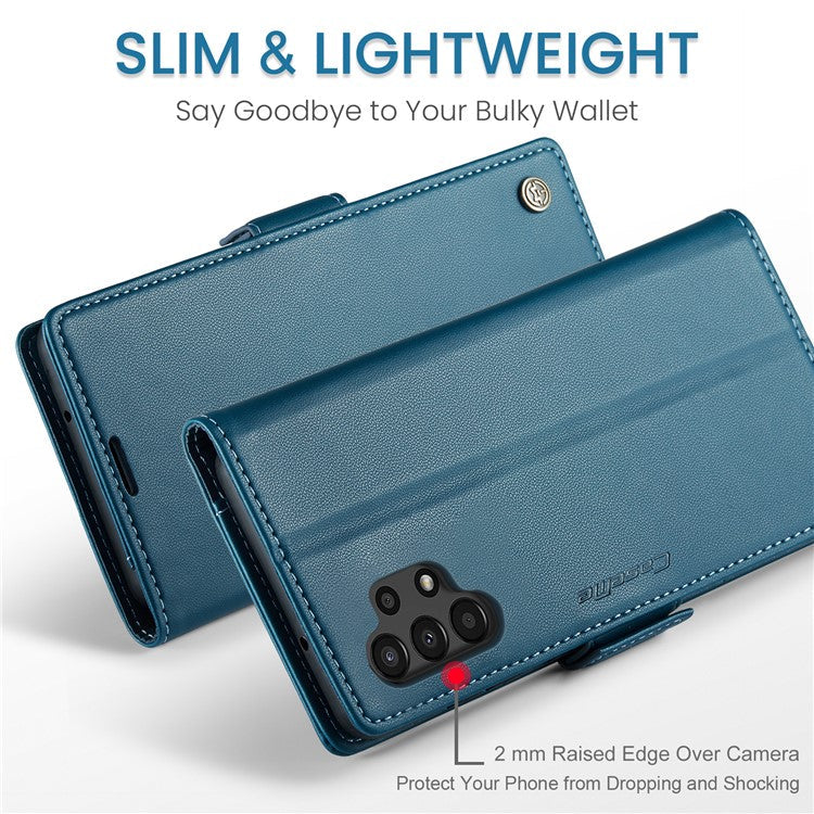 CASEME 023 Series For Samsung Galaxy A13 4G / 5G / A04s 4G / A04 4G / M13 5G Wallet Case RFID Blocking Leather Stand Phone Cover   Blue