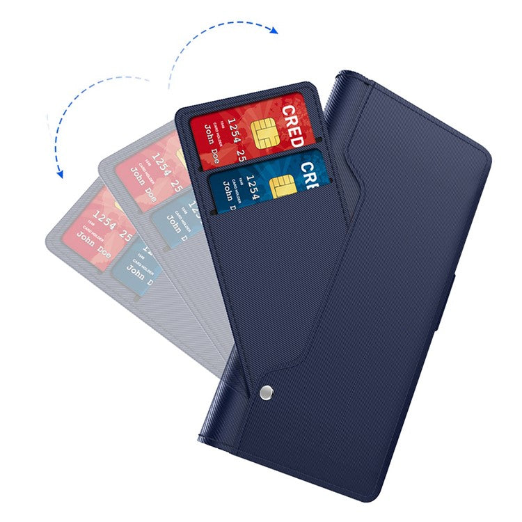 For Xiaomi Poco C51 4G PU Leather Stand Case Card Holder Phone Cover with Mirror - Blue