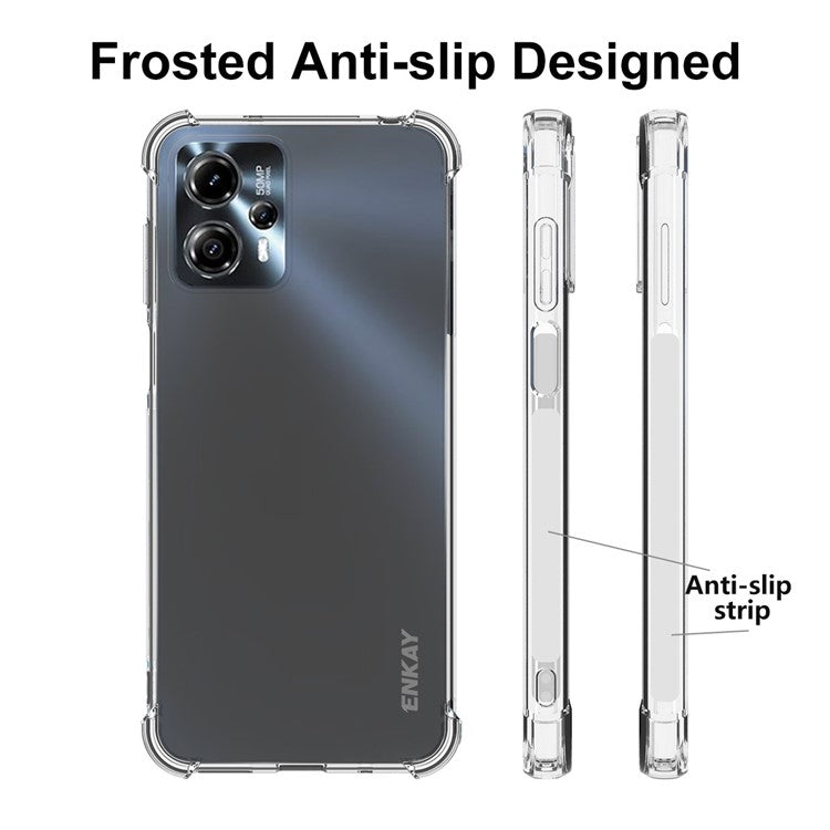 ENKAY HAT PRINCE For Motorola Moto G23 4G Anti-drop TPU Case Clear Phone Cover with High Aluminium-silicon Glass Screen Film