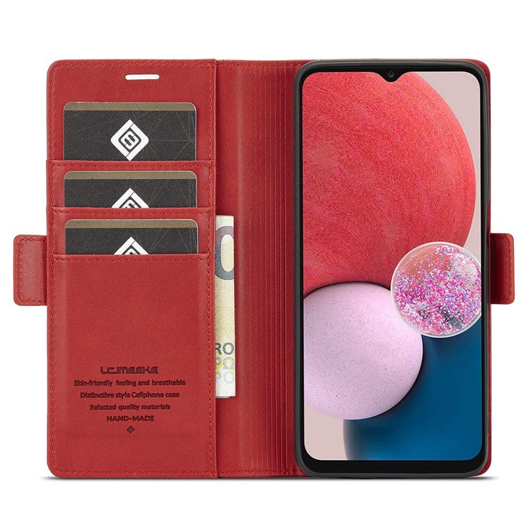 LC.IMEEKE Phone Case for Samsung Galaxy A13 4G / 5G / A04 4G / A04s 4G , PU Leather Stand Wallet  Cover - Red