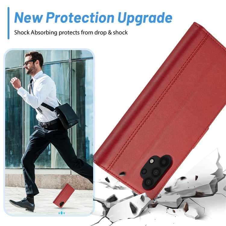 LC.IMEEKE Phone Case for Samsung Galaxy A13 4G / 5G / A04 4G / A04s 4G , PU Leather Stand Wallet  Cover - Red
