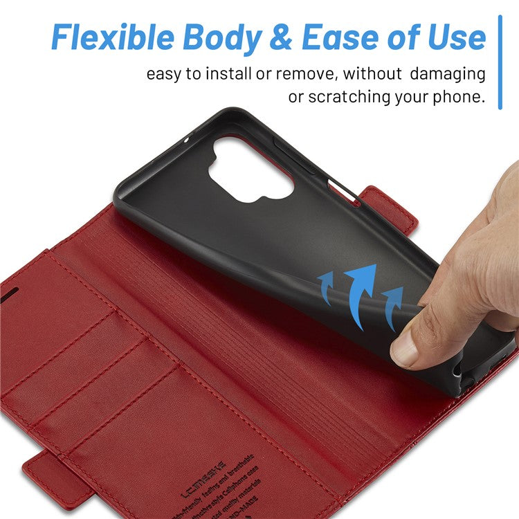 LC.IMEEKE Phone Case for Samsung Galaxy A13 4G / 5G / A04 4G / A04s 4G , PU Leather Stand Wallet  Cover - Red