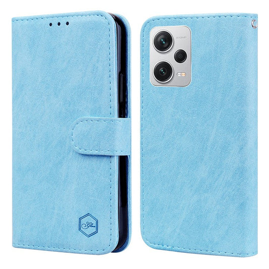 For Xiaomi Redmi Note 12 Pro+ 5G PU Leather Wallet Case Solid Color Cell Phone Stand Cover - Baby Blue