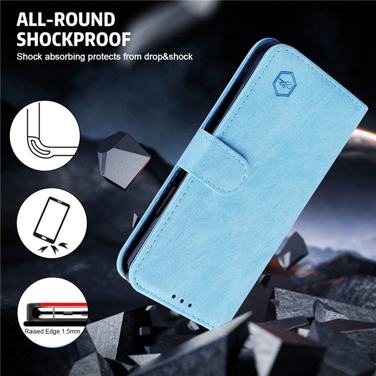 For Xiaomi Redmi Note 12 Pro+ 5G PU Leather Wallet Case Solid Color Cell Phone Stand Cover - Baby Blue