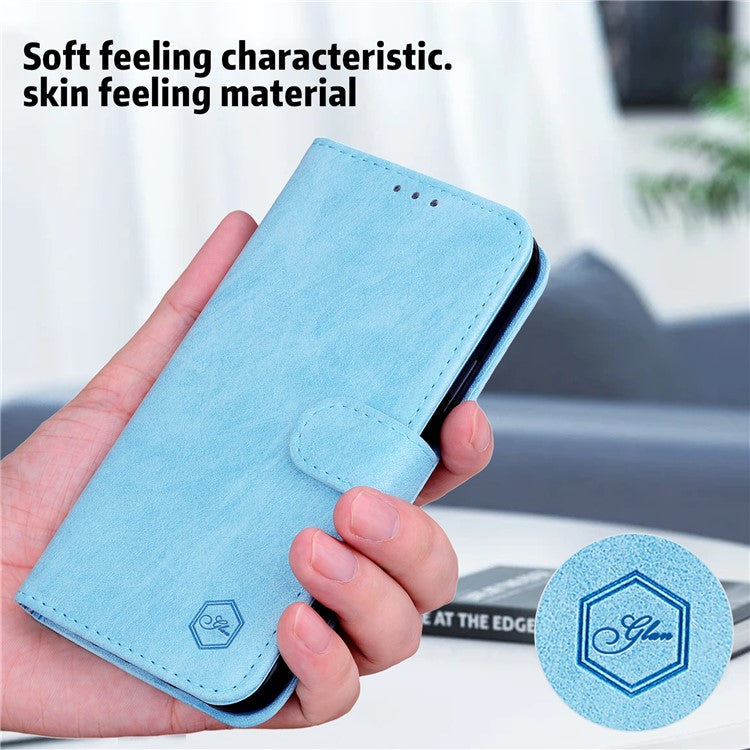 For Xiaomi Redmi Note 12 Pro+ 5G PU Leather Wallet Case Solid Color Cell Phone Stand Cover - Baby Blue