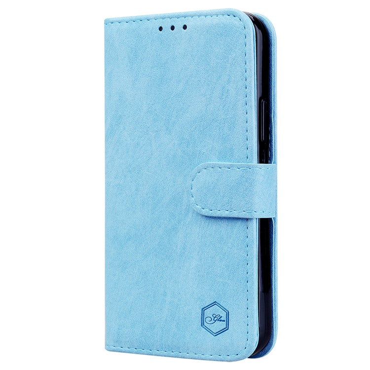 For Xiaomi Redmi Note 12 Pro+ 5G PU Leather Wallet Case Solid Color Cell Phone Stand Cover - Baby Blue