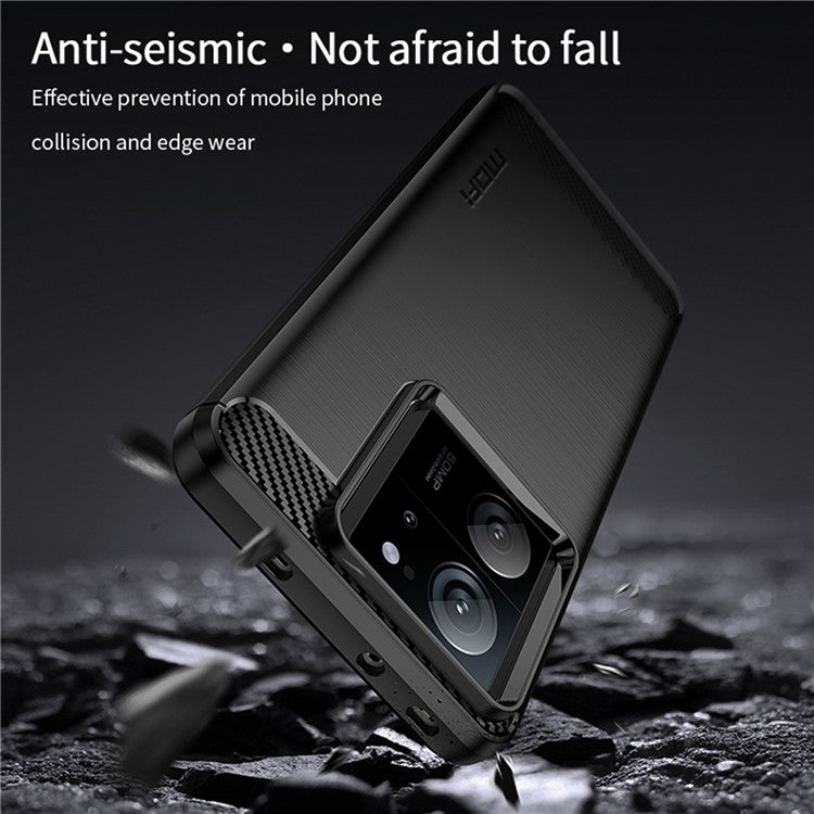 MOFI JK TPU Series-1 for Xiaomi Redmi K60 Ultra / 13T / 13T Pro Brushed Cover TPU Anti-scratch Carbon Fiber Texture Phone Case - Black