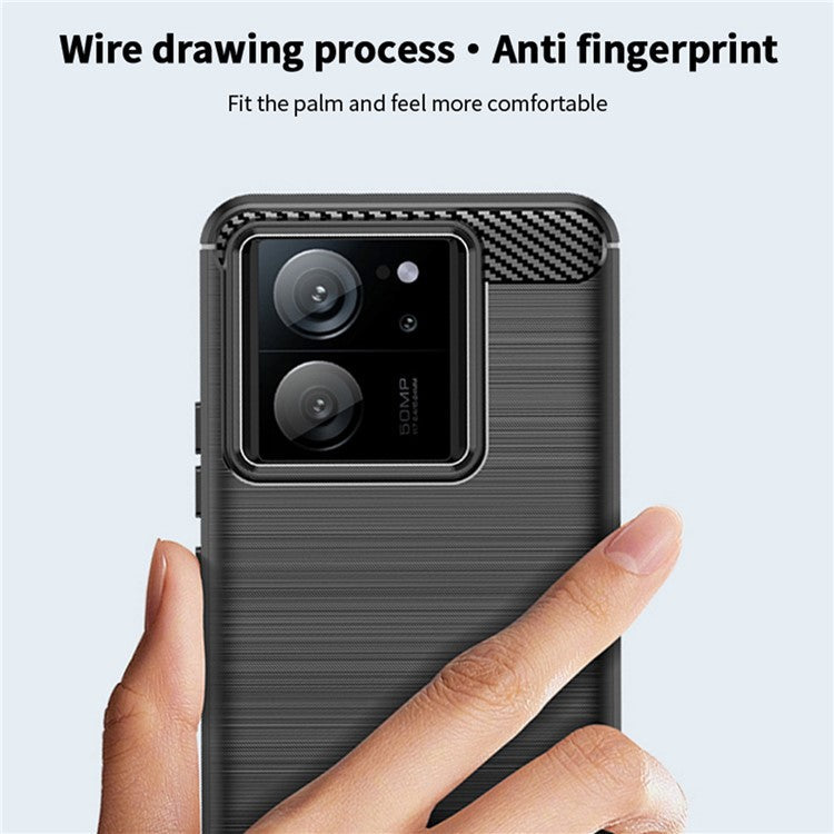 MOFI JK TPU Series-1 for Xiaomi Redmi K60 Ultra / 13T / 13T Pro Brushed Cover TPU Anti-scratch Carbon Fiber Texture Phone Case - Black
