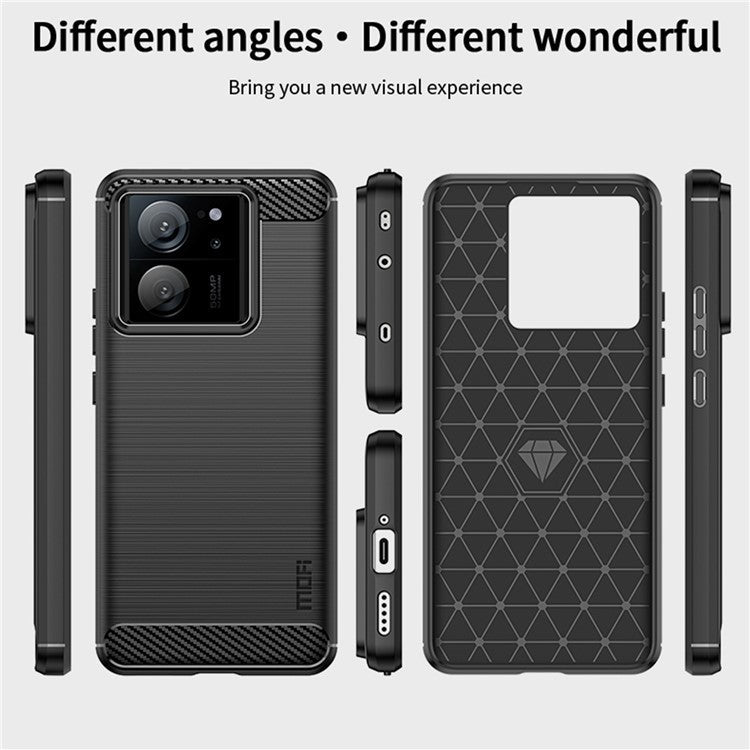 MOFI JK TPU Series-1 for Xiaomi Redmi K60 Ultra / 13T / 13T Pro Brushed Cover TPU Anti-scratch Carbon Fiber Texture Phone Case - Black