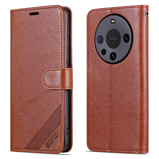 AZNS For Huawei Mate 60 Pro Case PU Leather Full Protection Wallet Phone Cover - Brown