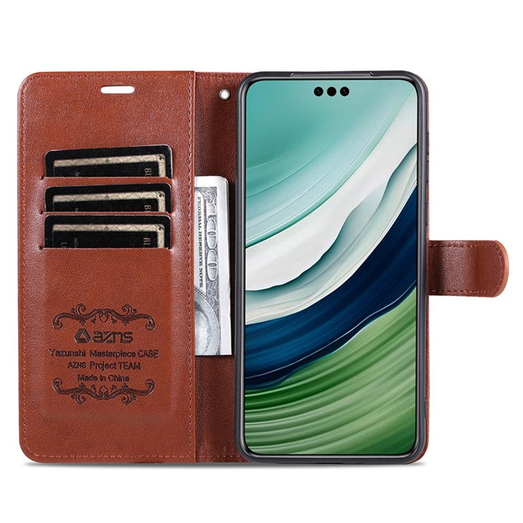 AZNS For Huawei Mate 60 Pro Case PU Leather Full Protection Wallet Phone Cover - Brown