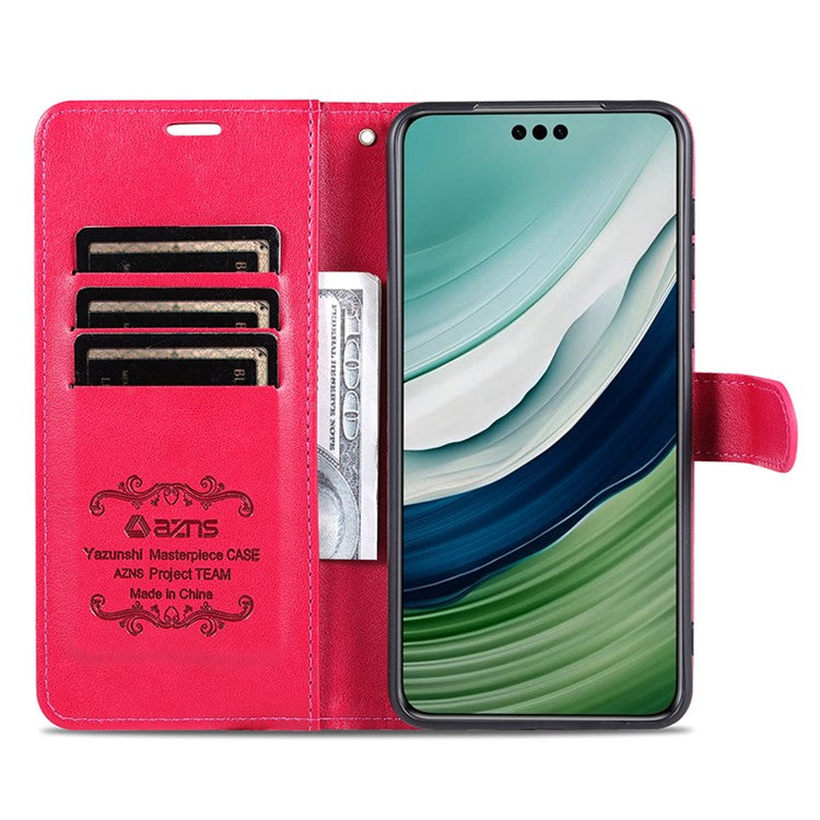 AZNS For Huawei Mate 60 Case PU Leather Phone Cover with Wallet Stand - Red