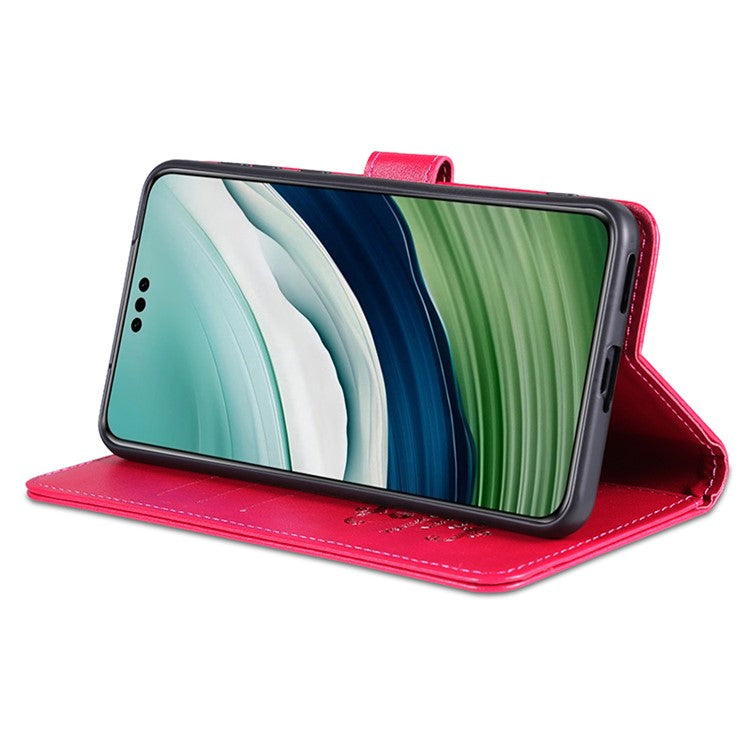 AZNS For Huawei Mate 60 Case PU Leather Phone Cover with Wallet Stand - Red