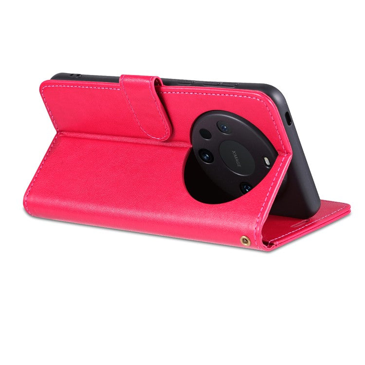AZNS For Huawei Mate 60 Case PU Leather Phone Cover with Wallet Stand - Red