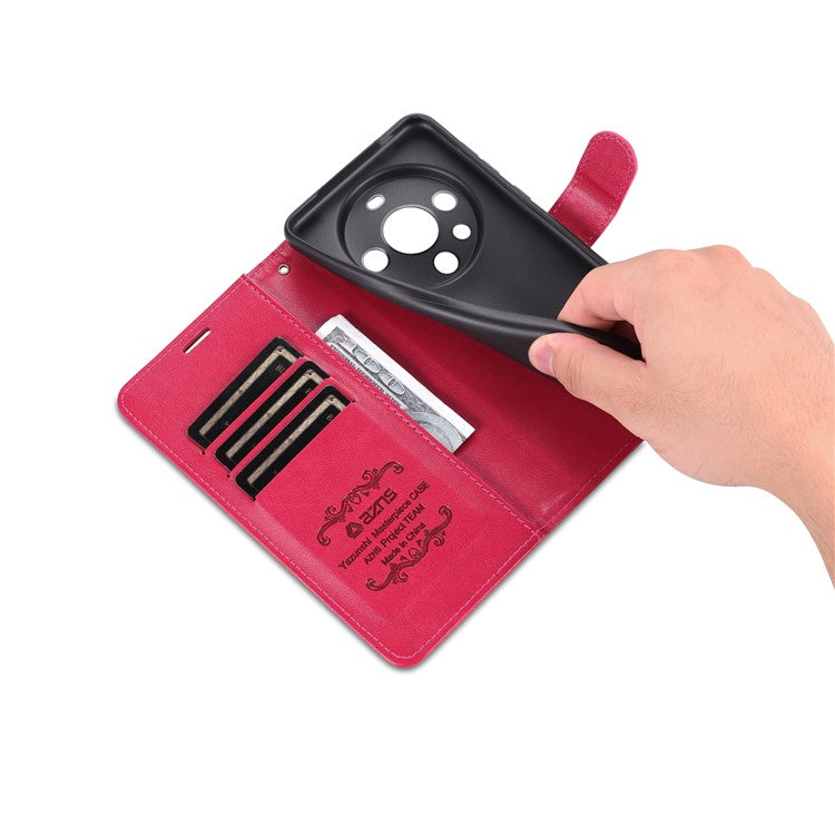 AZNS For Huawei Mate 60 Case PU Leather Phone Cover with Wallet Stand - Red