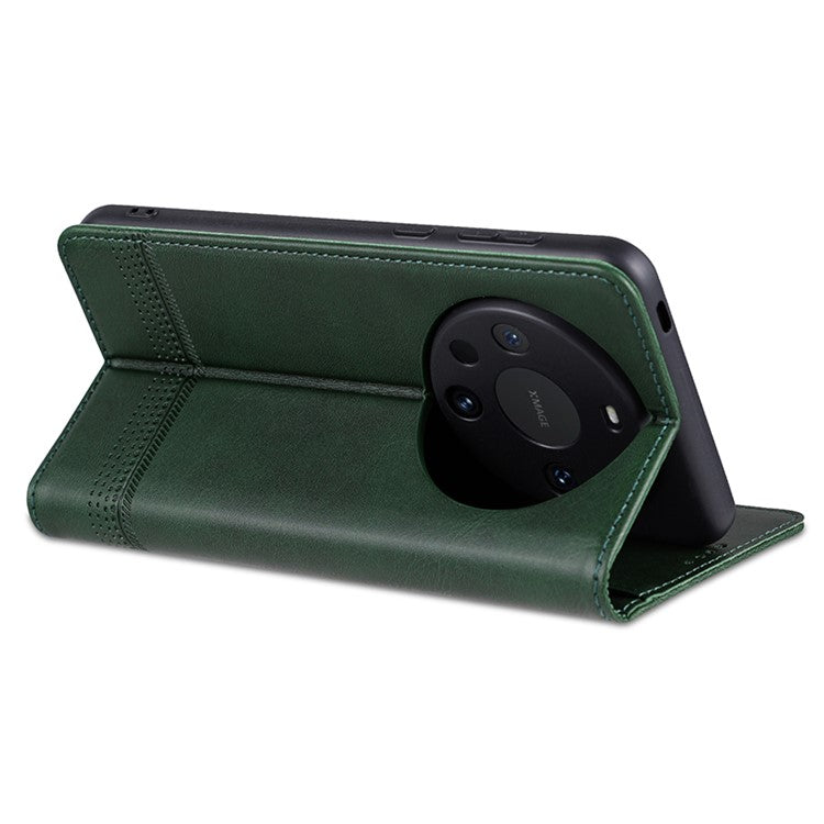 AZNS For Huawei Mate 60 Pro Case Magnetic Clousre Wallet Leather Cover - Green