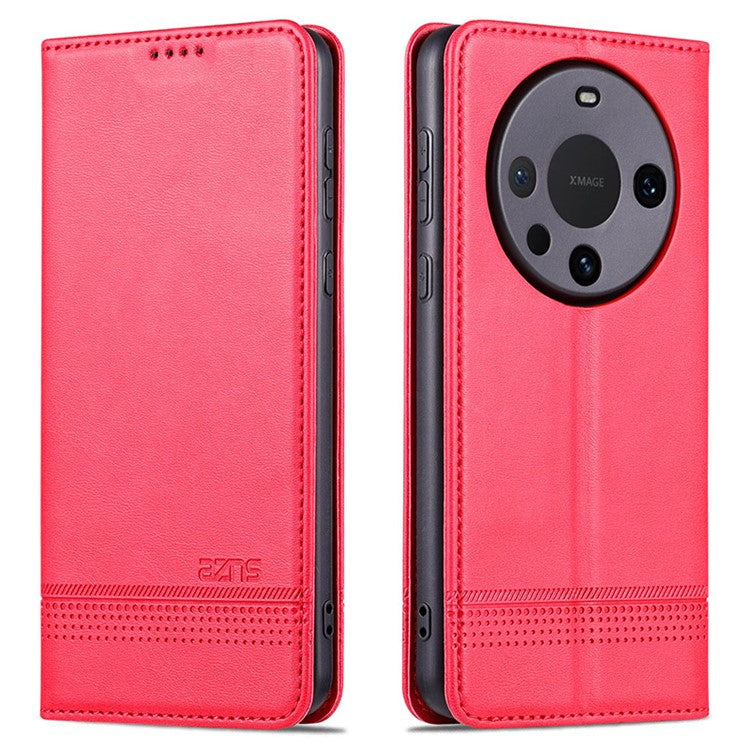 AZNS For Huawei Mate 60 Pro Case Magnetic Clousre Wallet Leather Cover - Red