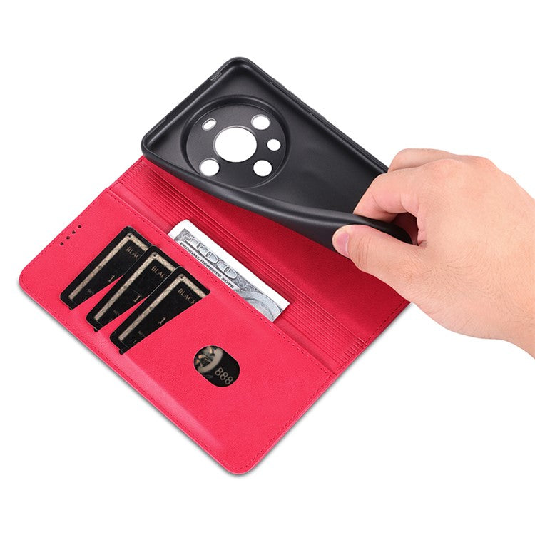 AZNS For Huawei Mate 60 Pro Case Magnetic Clousre Wallet Leather Cover - Red
