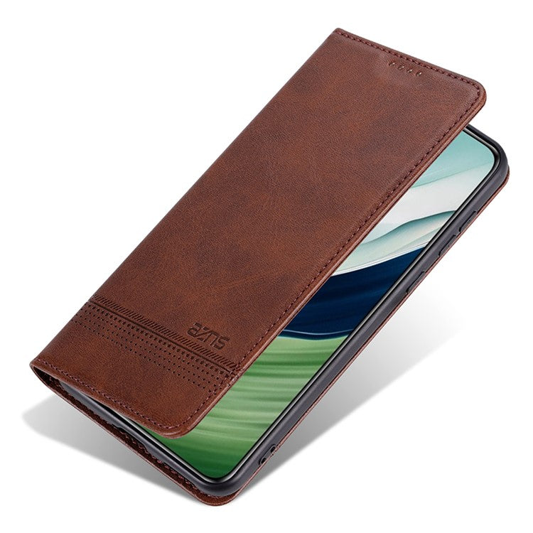 AZNS For Huawei Mate 60 Pro Case Magnetic Clousre Wallet Leather Cover - Coffee