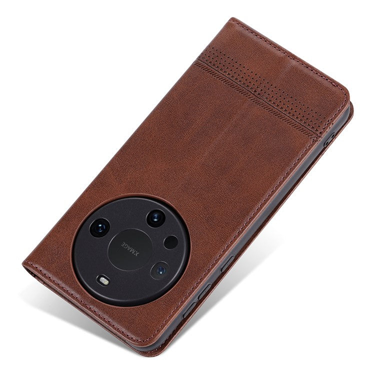 AZNS For Huawei Mate 60 Pro Case Magnetic Clousre Wallet Leather Cover - Coffee