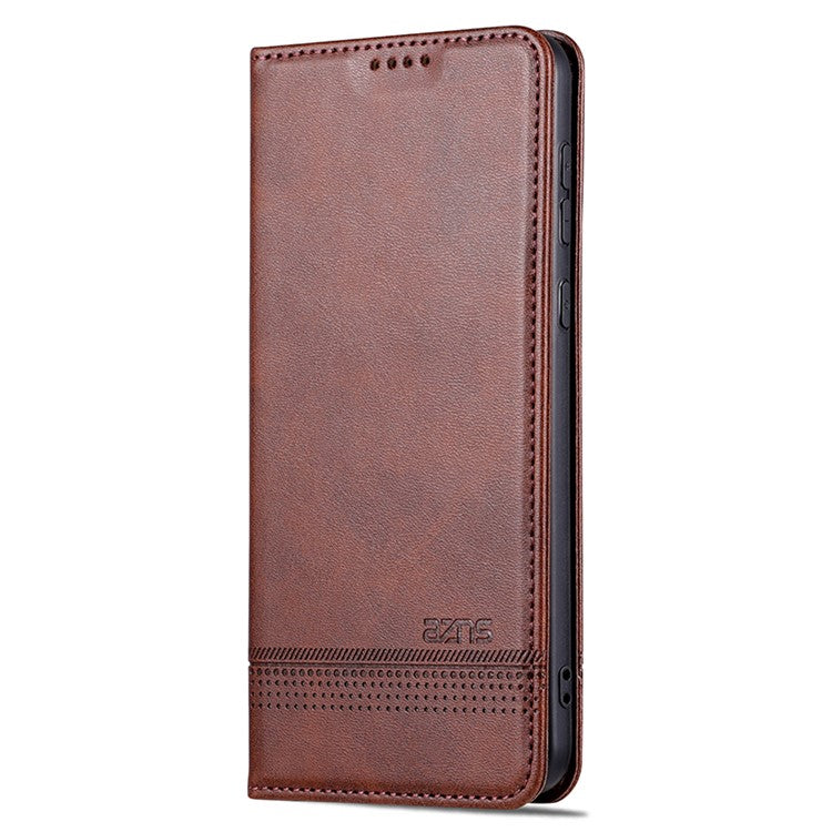 AZNS For Huawei Mate 60 Pro Case Magnetic Clousre Wallet Leather Cover - Coffee
