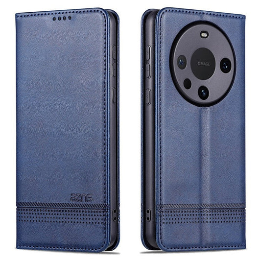 AZNS For Huawei Mate 60 Pro Case Magnetic Clousre Wallet Leather Cover - Blue