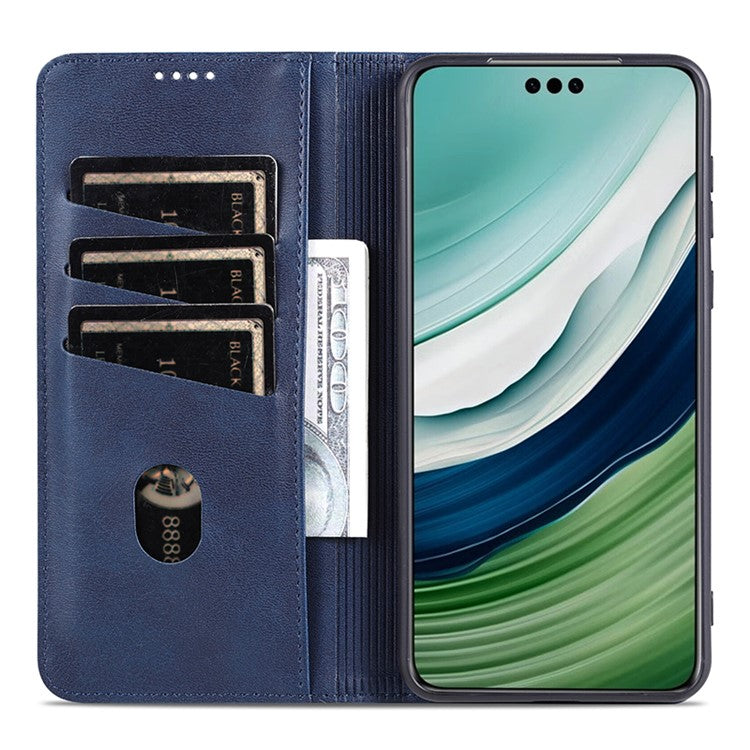 AZNS For Huawei Mate 60 Pro Case Magnetic Clousre Wallet Leather Cover - Blue