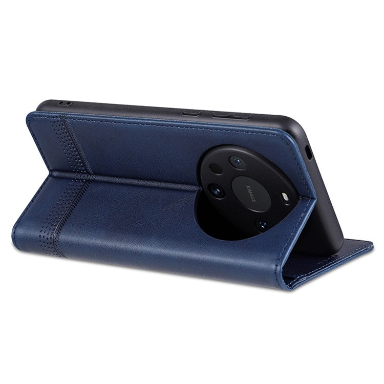 AZNS For Huawei Mate 60 Pro Case Magnetic Clousre Wallet Leather Cover - Blue