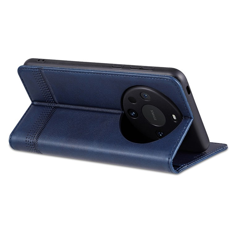 AZNS For Huawei Mate 60 Case Wallet Stand PU Leather Phone Cover - Blue