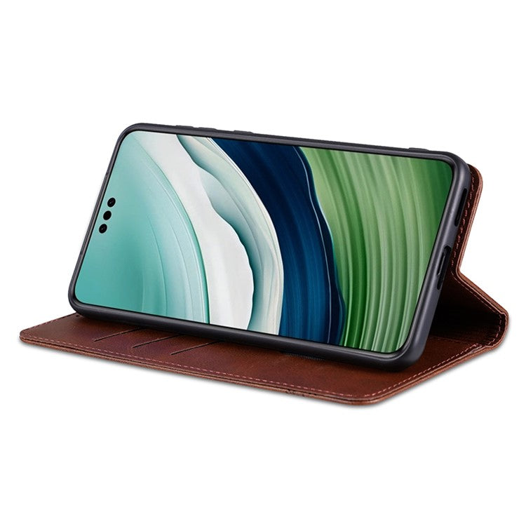 AZNS For Huawei Mate 60 Case Wallet Stand PU Leather Phone Cover - Coffee