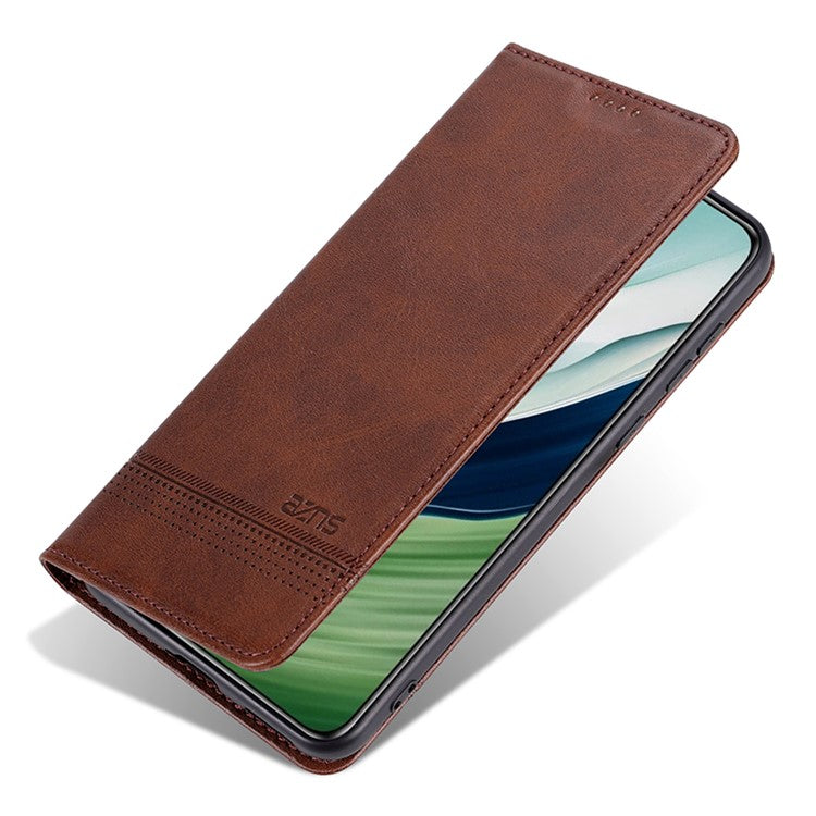 AZNS For Huawei Mate 60 Case Wallet Stand PU Leather Phone Cover - Coffee