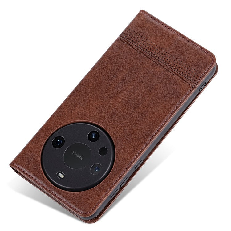 AZNS For Huawei Mate 60 Case Wallet Stand PU Leather Phone Cover - Coffee