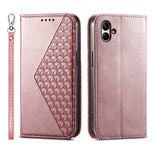 For Samsung Galaxy A05 4G Case Imprinted PU Leather Wallet Shockproof Phone Cover - Rose Gold