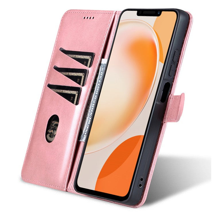 AZNS For Huawei nova Y91 4G / Enjoy 60X Leather Case Anti-Fall Phone Shell Flip Stand Wallet Cover - Rose Gold