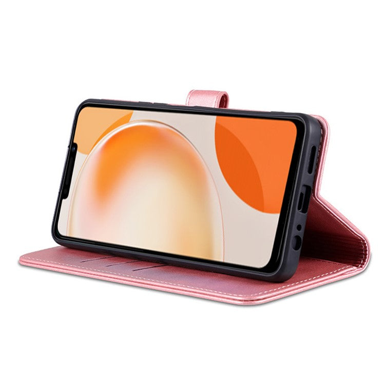 AZNS For Huawei nova Y91 4G / Enjoy 60X Leather Case Anti-Fall Phone Shell Flip Stand Wallet Cover - Rose Gold