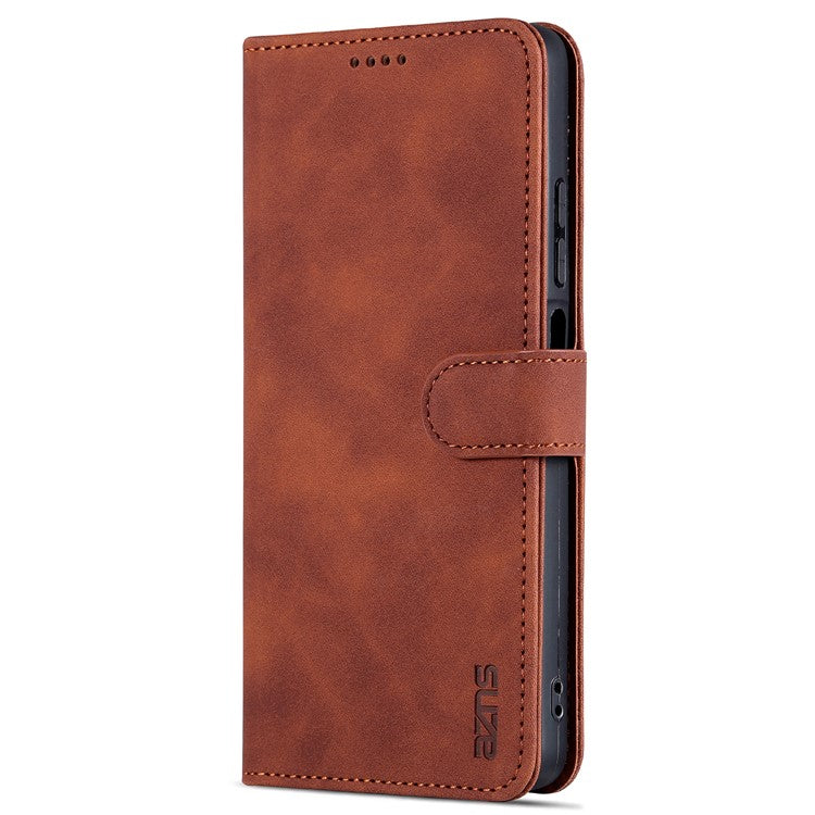 AZNS For Huawei nova Y91 4G / Enjoy 60X Leather Case Anti-Fall Phone Shell Flip Stand Wallet Cover - Brown