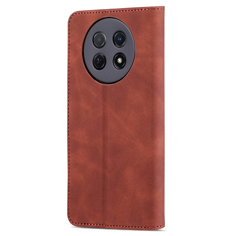 AZNS For Huawei nova Y91 4G / Enjoy 60X Leather Case Anti-Fall Phone Shell Flip Stand Wallet Cover - Brown
