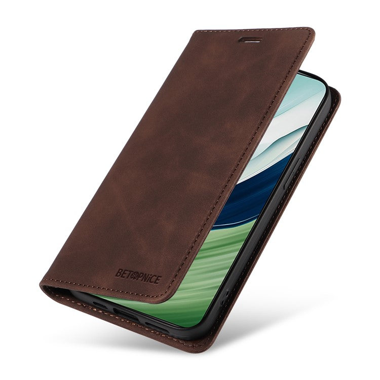 BETOPNICE 003 For Huawei Mate 60 Cover Leather Stand RFID Blocking Wallet Phone Case - Brown