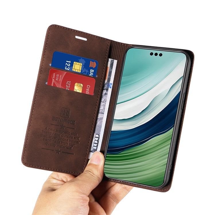 BETOPNICE 003 For Huawei Mate 60 Cover Leather Stand RFID Blocking Wallet Phone Case - Brown