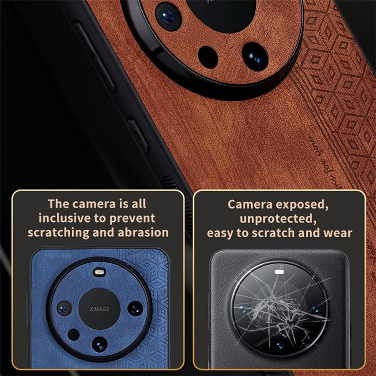 AZNS For Huawei Mate 60 Case Anti-Scratch Phone Shell Imprinted PU Leather+TPU Phone Back Cover - Black