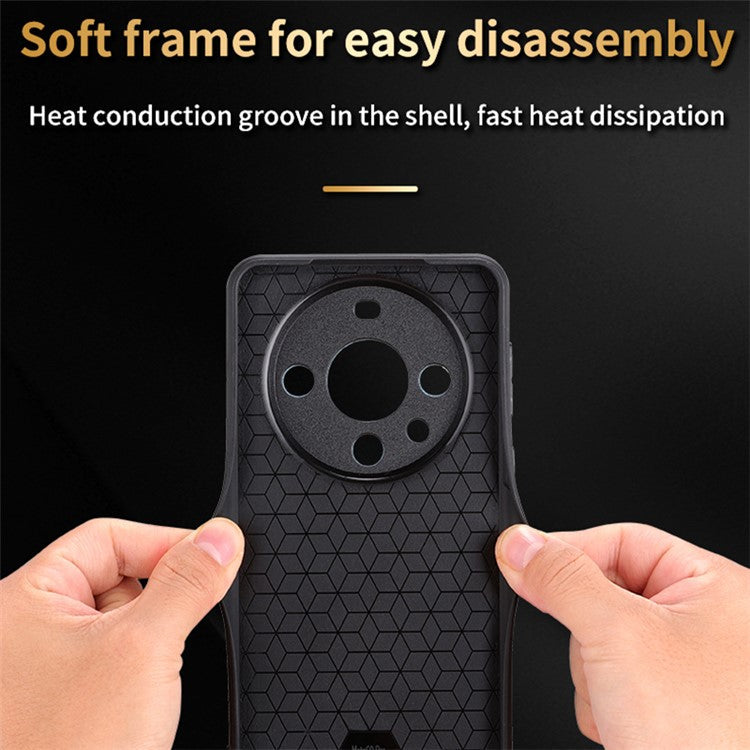 AZNS For Huawei Mate 60 Case Anti-Scratch Phone Shell Imprinted PU Leather+TPU Phone Back Cover - Black