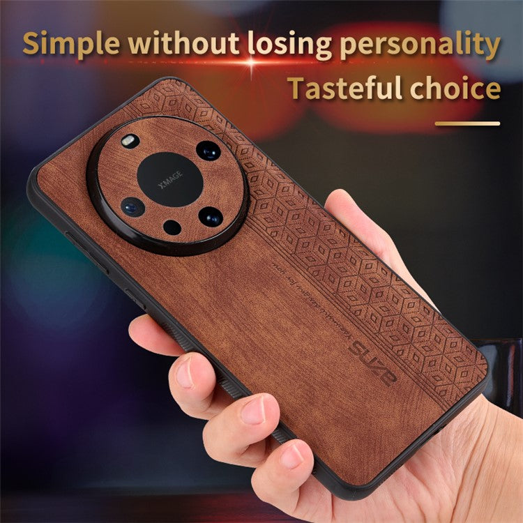 AZNS For Huawei Mate 60 Pro Case Slim-Fit Imprinted Pattern PU Leather+TPU Phone Shell - Green