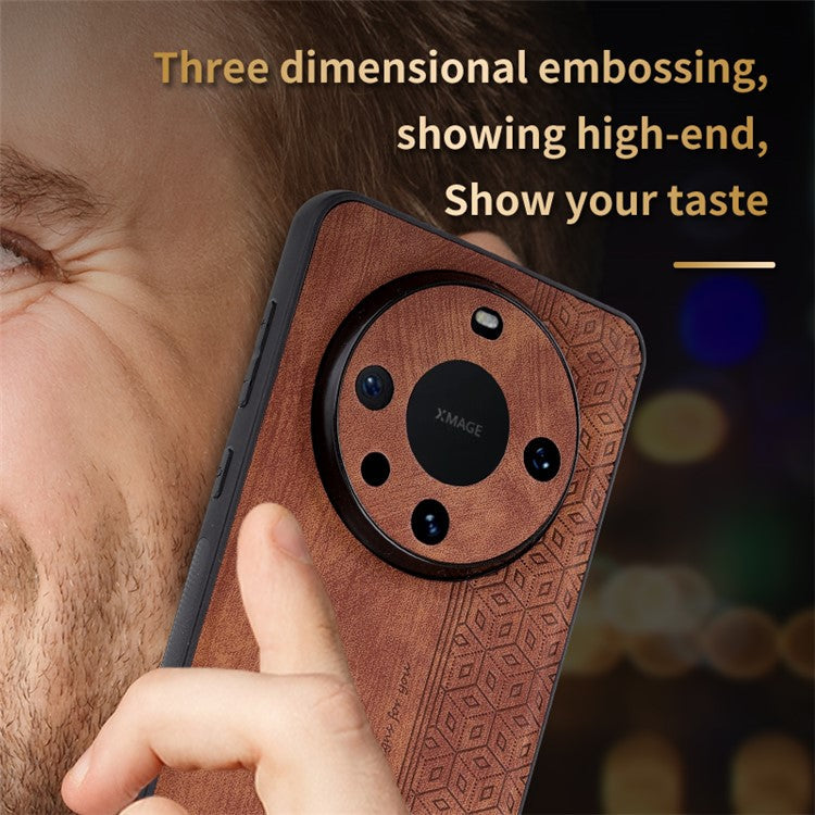 AZNS For Huawei Mate 60 Pro Case Slim-Fit Imprinted Pattern PU Leather+TPU Phone Shell - Green