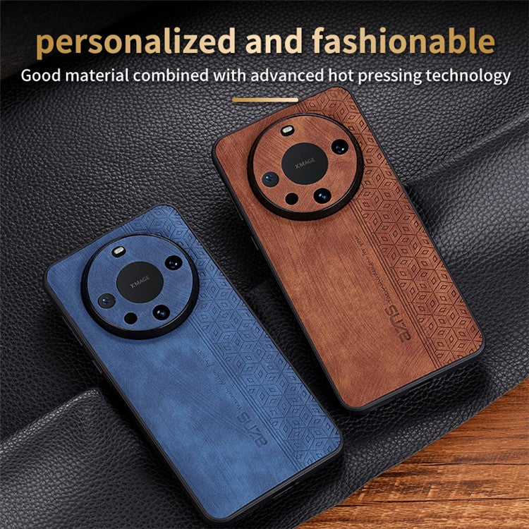 AZNS For Huawei Mate 60 Pro Case Slim-Fit Imprinted Pattern PU Leather+TPU Phone Shell - Green